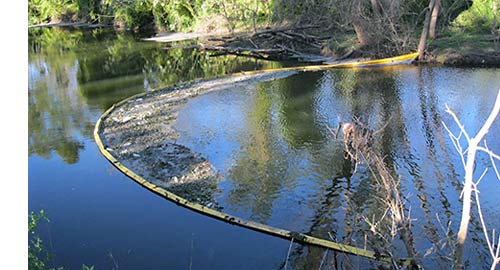 booms can be placed into estuaries by Australian Catchment Managment to prvent noxious weeds from spreading